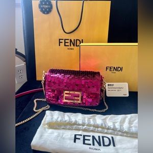 Fendi Baguette Mini 2023 in Fuschia Sequin UNTOUCHED